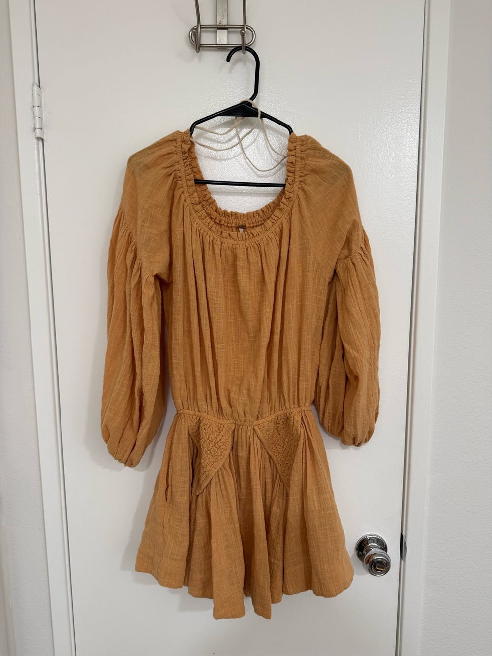 Free People Smocked Waist Long-Sleeve Dress - Orange